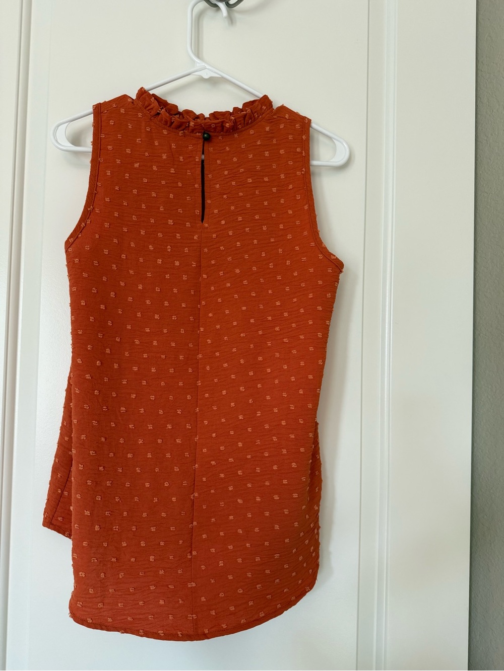 Sleeveless Ruffle Neck Women's Top - Rust - Picture 2 of 4